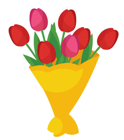 Bouquet of tulips. Beautiful gift for woman.のイラスト素材