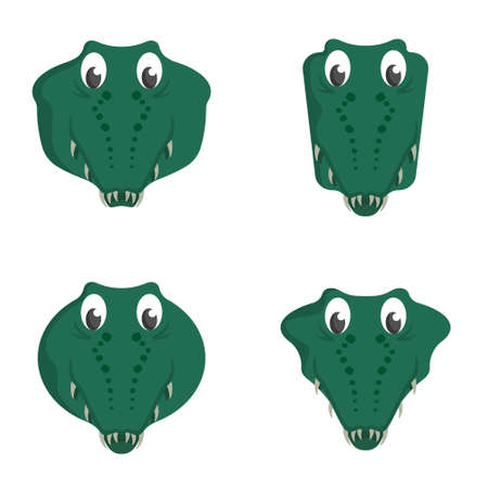 Set of cartoon crocodiles. Different shapes of animal heads.のイラスト素材