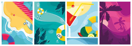 Collection of summer posters. Flyer templates in flat design.