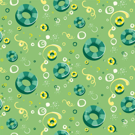 Seamless pattern with swimming circles. Summer texture in doodle style.のイラスト素材