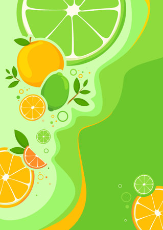 Poster template with oranges and limes.のイラスト素材