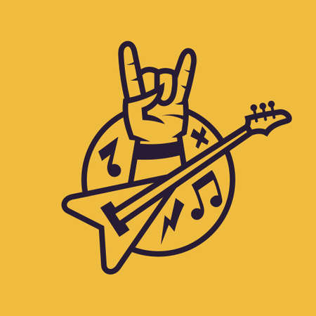 Symbol of rocknroll. Concept art of rock music in monochrome style.のイラスト素材