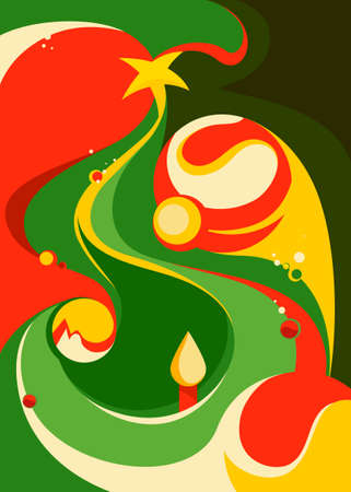 Poster with abstract christmas tree. Postcard design in flat style.のイラスト素材