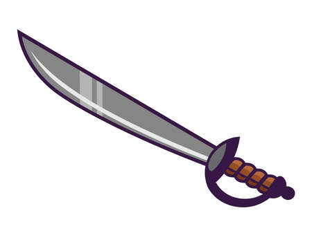 Saber in cartoon style. Vintage pirate sword.のイラスト素材