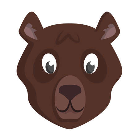 Bear face front view. Animal head in cartoon style.のイラスト素材