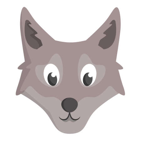 Wolf face front view. Animal head in cartoon style.のイラスト素材