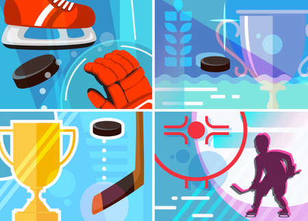Collection of hockey banners. Different sport placard designs.のイラスト素材