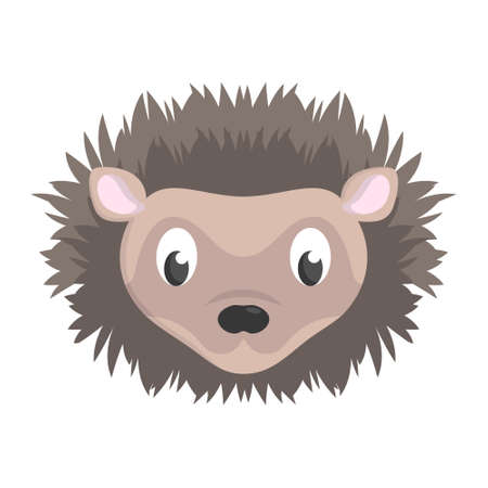 Hedgehog face front view. Animal head in cartoon style.のイラスト素材