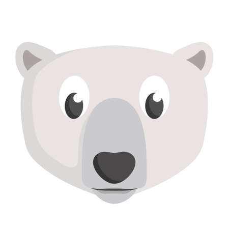 Polar bear face front view. Animal head in cartoon style.のイラスト素材
