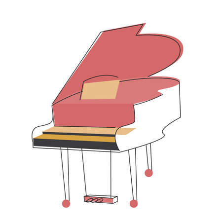 Piano in doodle style. Classical music instrument.のイラスト素材