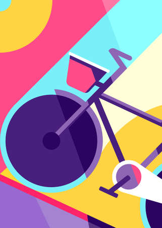 Poster with city bike. Placard design in flat style.のイラスト素材