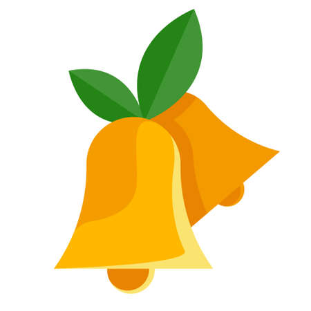 Golden Christmas bells. Festive decor element in flat style.のイラスト素材