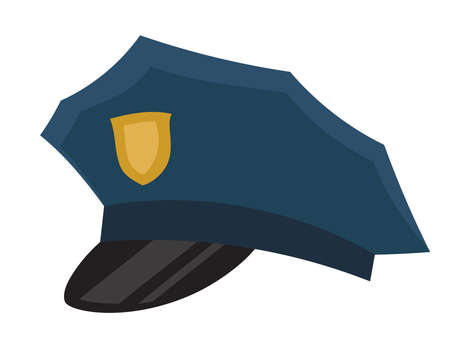 Classic police cap. Headdress in flat style.
