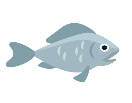 Fish side view. Underwater inhabitant in cartoon style.のイラスト素材