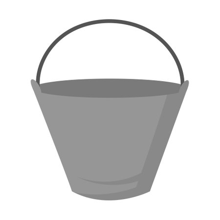 Empty metal bucket. Water storage container in flat style.のイラスト素材
