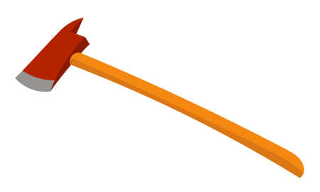 Classic fire ax. Firefighter equipment in cartoon style.