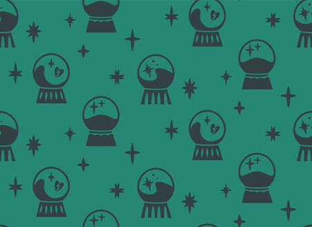 Seamless pattern with magic balls. Halloween texture in flat style.のイラスト素材