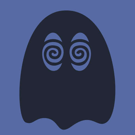 Ghost with hypnotizing eyes. Halloween character in black flat style.のイラスト素材