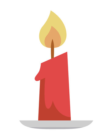 Burning red candle. Design element in cartoon style.のイラスト素材