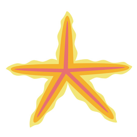 Orange starfish in flat style. Beautiful underwater inhabitant.のイラスト素材