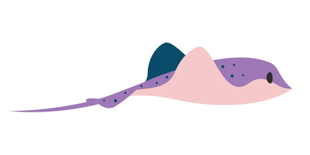Stingray fish side view in flat style. Beautiful underwater inhabitant.のイラスト素材