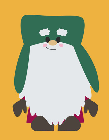 Gnome with earflap hat. Cute character in flat style.のイラスト素材