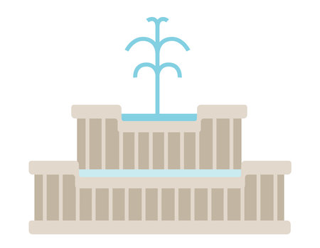 Two-tier fountain in flat style. Beautiful architecture object.のイラスト素材