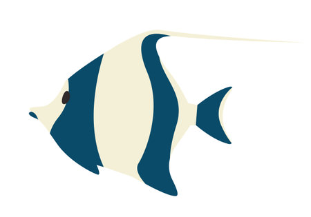 Moorish idol in flat style. Beautiful underwater inhabitant.のイラスト素材