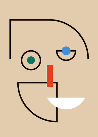Abstract geometric portrait. Poster in bauhaus style.のイラスト素材