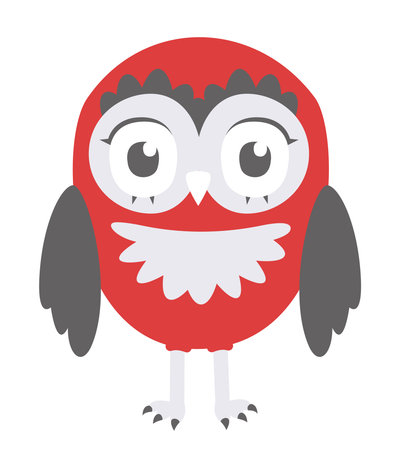 Cute owl front view. Beautiful bird in flat style.のイラスト素材