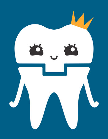 Dental crown in flat style. cute fantasy character.のイラスト素材