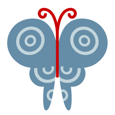 Butterfly with round patterns on wings. Beautiful insect in flat style.のイラスト素材