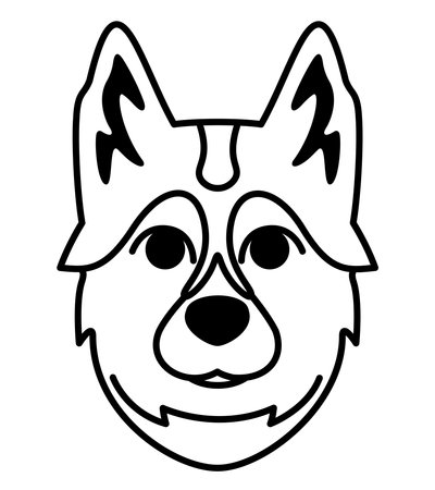 Head of Siberian Husky. Purebred dog in outline style.のイラスト素材