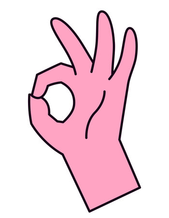 Okay hand gesture. Body part in lineal flat style.のイラスト素材