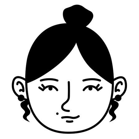 Portrait of woman with earrings. Female head front view.のイラスト素材