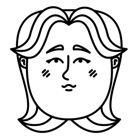 Portrait of woman with long bangs. Female head front view.のイラスト素材