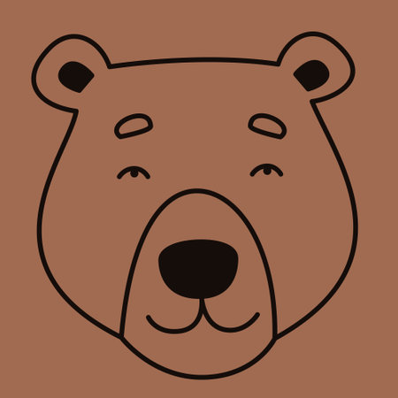 Bear face in doodle style. Cute forest animal.のイラスト素材