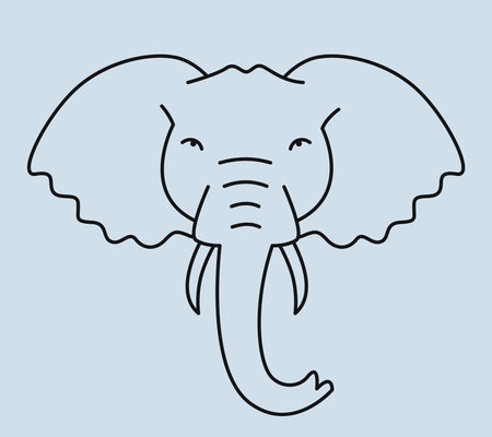 Elephant face in doodle style. Cute African animal.のイラスト素材