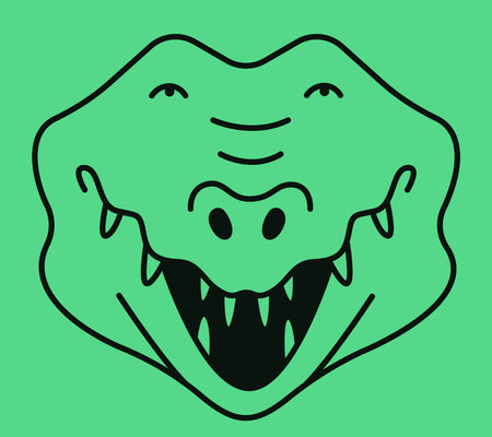 Crocodile face in doodle style. Cute African animal.