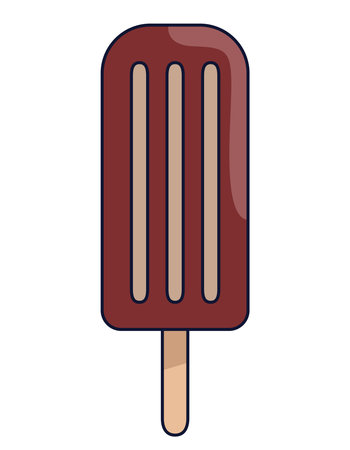 Chocolate ice cream. Sweets in outline cartoon style.のイラスト素材