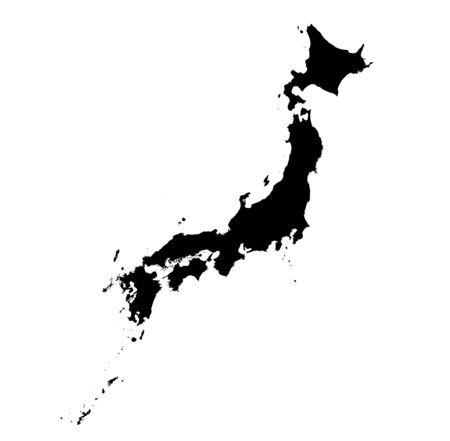 Detailed isolated black and white map of Japanの素材 [FY3101537542