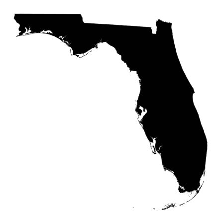 Detailed isolated b/w map of Florida, USA. Mercator projection.の写真素材