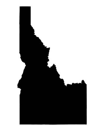 Detailed isolated b/w map of Idaho, USA. Mercator projection.の写真素材