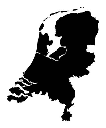Detailed isolated map of Netherlands, black and white. Mercator Projection.の写真素材