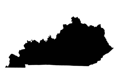 Detailed isolated b/w map of Kentucky, USA. Mercator projection.の写真素材