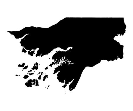 Detailed isolated map of Guinea-Bissau, black and white. Mercator Projection.の写真素材