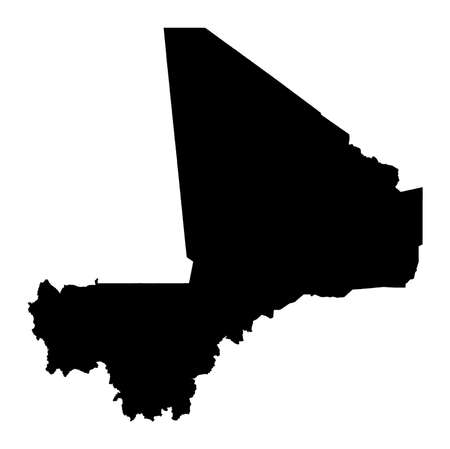 Detailed isolated map of Mali, black and white. Mercator Projection.の写真素材