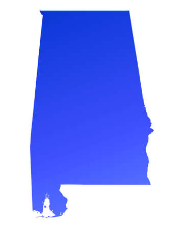 Blue gradient Alabama map, USA. Detailed, Mercator projection.の写真素材