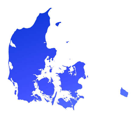 Blue gradient Denmark map. Detailed, Mercator projection.の写真素材