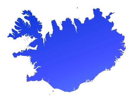 Blue gradient Iceland map. Detailed, Mercator projection.の写真素材